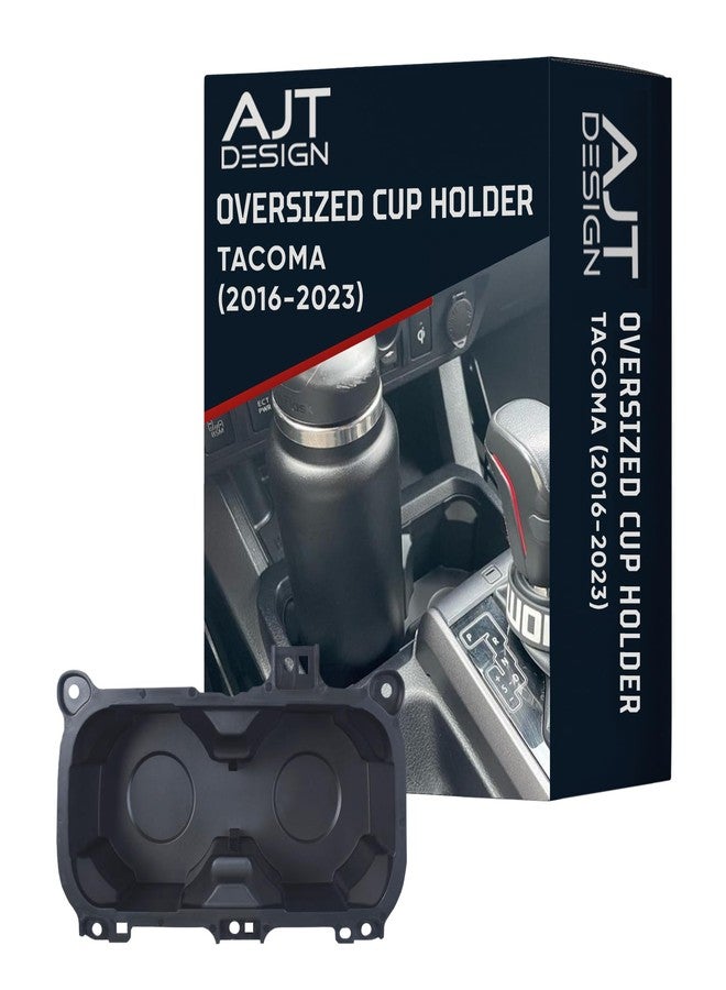AJT DESIGN Oversized Cup Holder for Toyota Tacoma (2016-2023) | ABS Plastic Oversized Cup Holder Replacement for Tacoma - Black | Vessel Diameter of 3.65"| Made in USA - Image 1